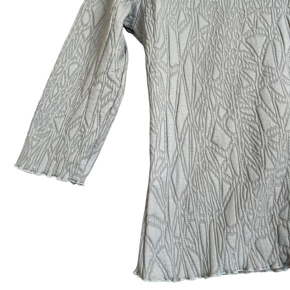 Haystacks Top Quilted Surreal Textured Women’s Large Blue Grey 3/4 Sleeve 3D - Picture 2 of 8